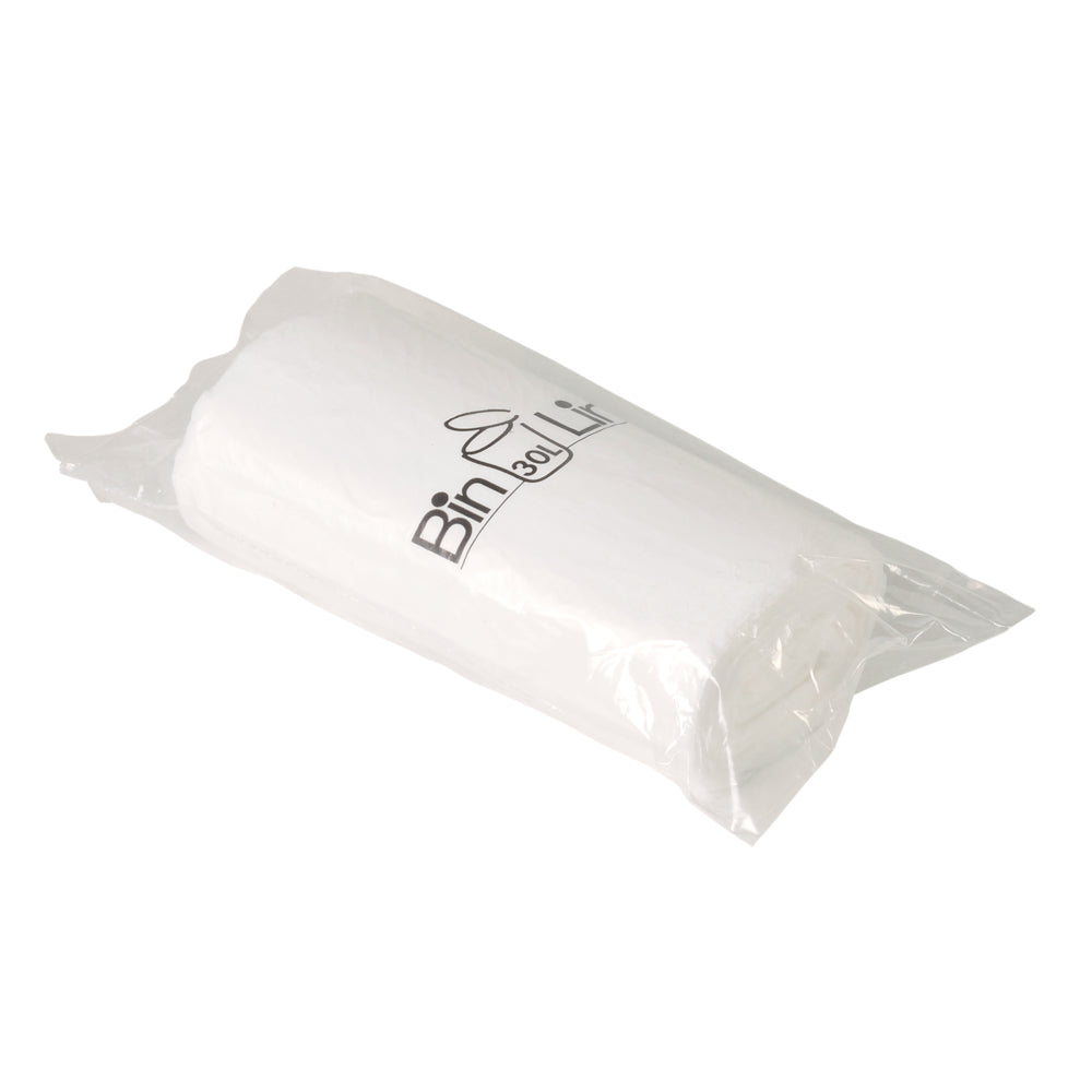 10 stk. Spandepose med stjernebund, ABENA Bin-Line, 30 l, hvid, LLDPE/virgin, 47x84cm