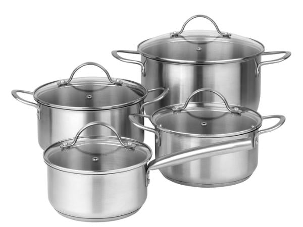 Pillivuyt Gourmet Loire Grydepakke med glaslåg og 4 gryder 1,4/2/2,8/6 liter