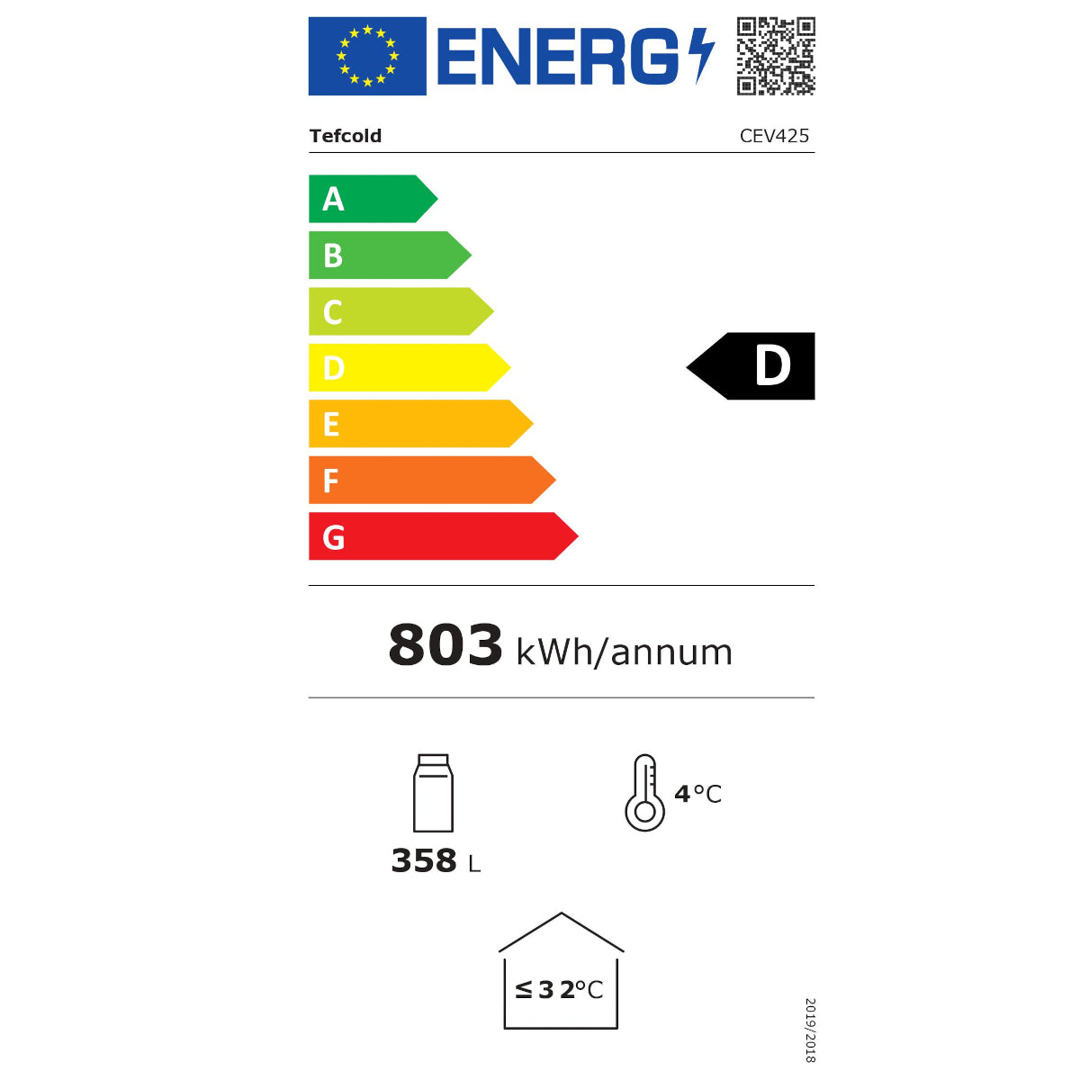 Tefcold CEV425 Black - 347 liter - 45 dB - 2,2 kw/ 24 timer