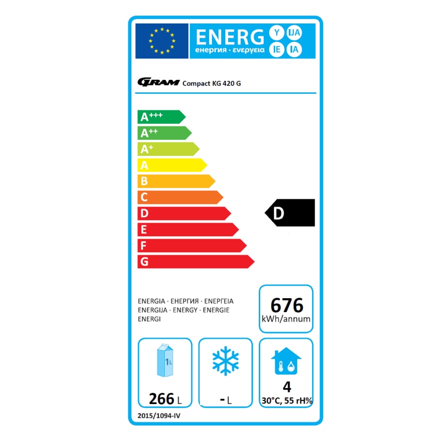 GRAM KG 420 RG - 265 liter - 34,5 dB - 1,1 kw/ 24 timer