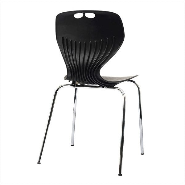 Kantinestol i sort med ben i krom